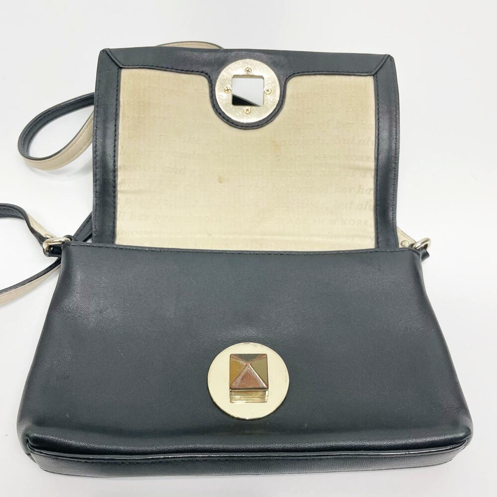 Kate Spade Newbury Lane Sally Crossbody Bag Turn Lock Black Soft Leather - Picture 6 of 7